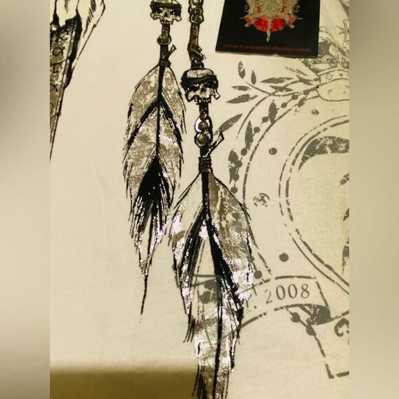 KonQuest RARE MEN’s skull T-Shirt Swarovski crystals & studded NWT size S. - Picture 12 of 13